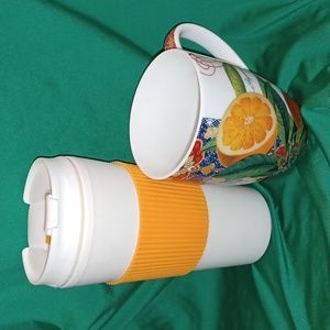 Orange citrus 2pc: mug & travel cup (112323A).